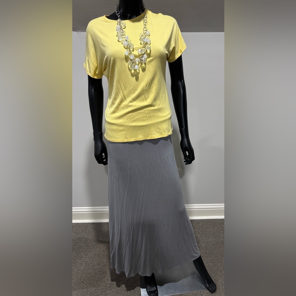 Iman Global Chic Skirt & Top NEW XS Small Grey & Yellow